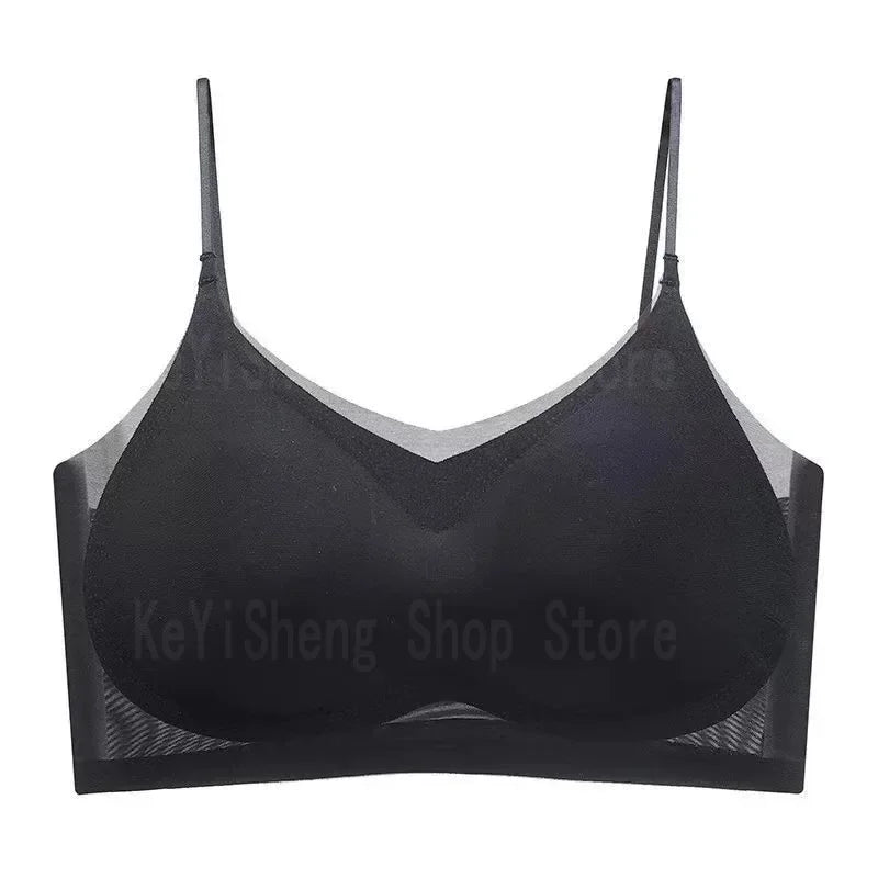Breathable Ice Silk Bra Lingerie Women's seamless back halter vest wraps bra small breasts sexy and comfortable